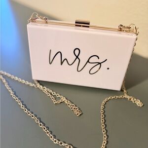 Elegant White 'Mrs.' Clutch Bag